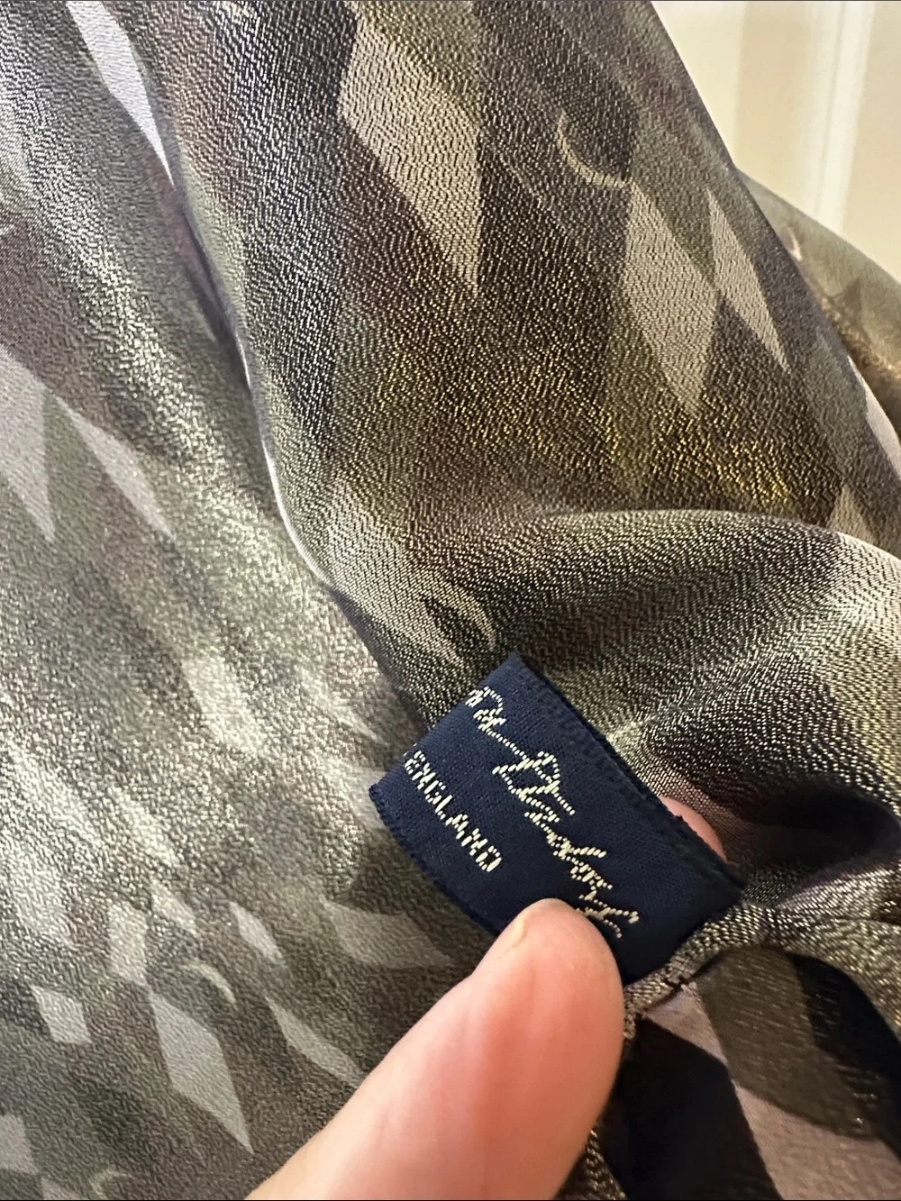 Georgina von Etzdorf Vintage Silk Blend Abstract Camo Scarf