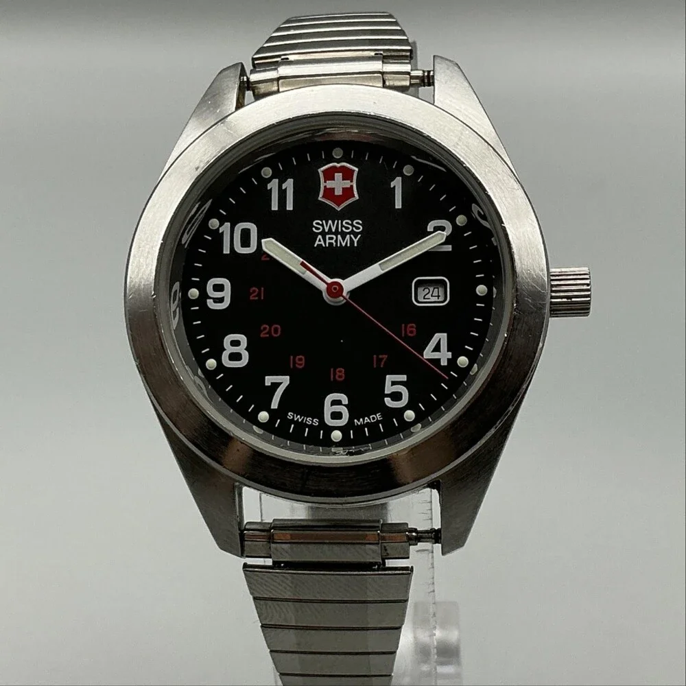 Victorinox Swiss Army Cavalier Mens Watch 34mm Black Dial NON WORKING For Parts