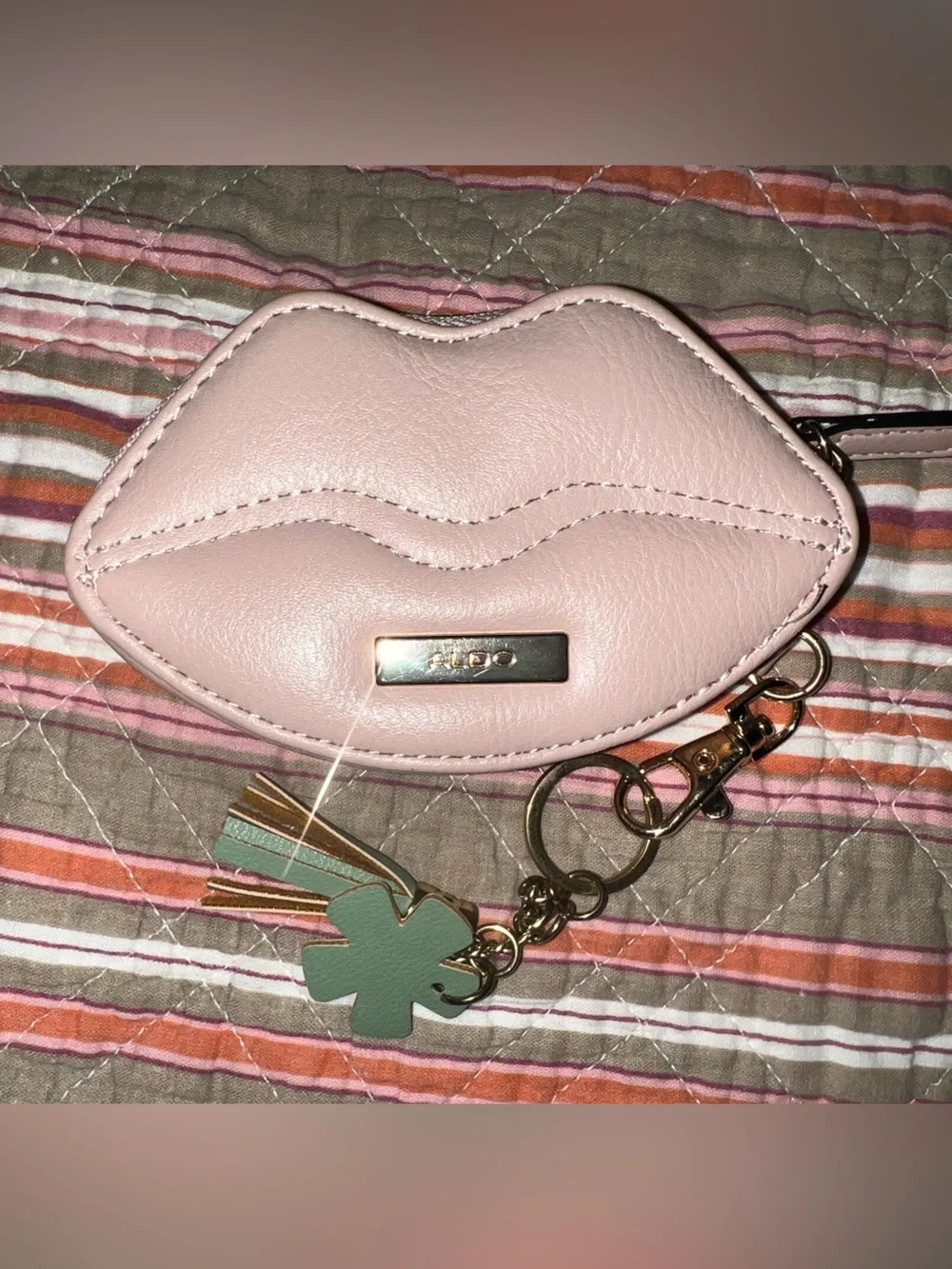 ALDO Light Pink/nude Lip-Shaped Coin Purse Keychain