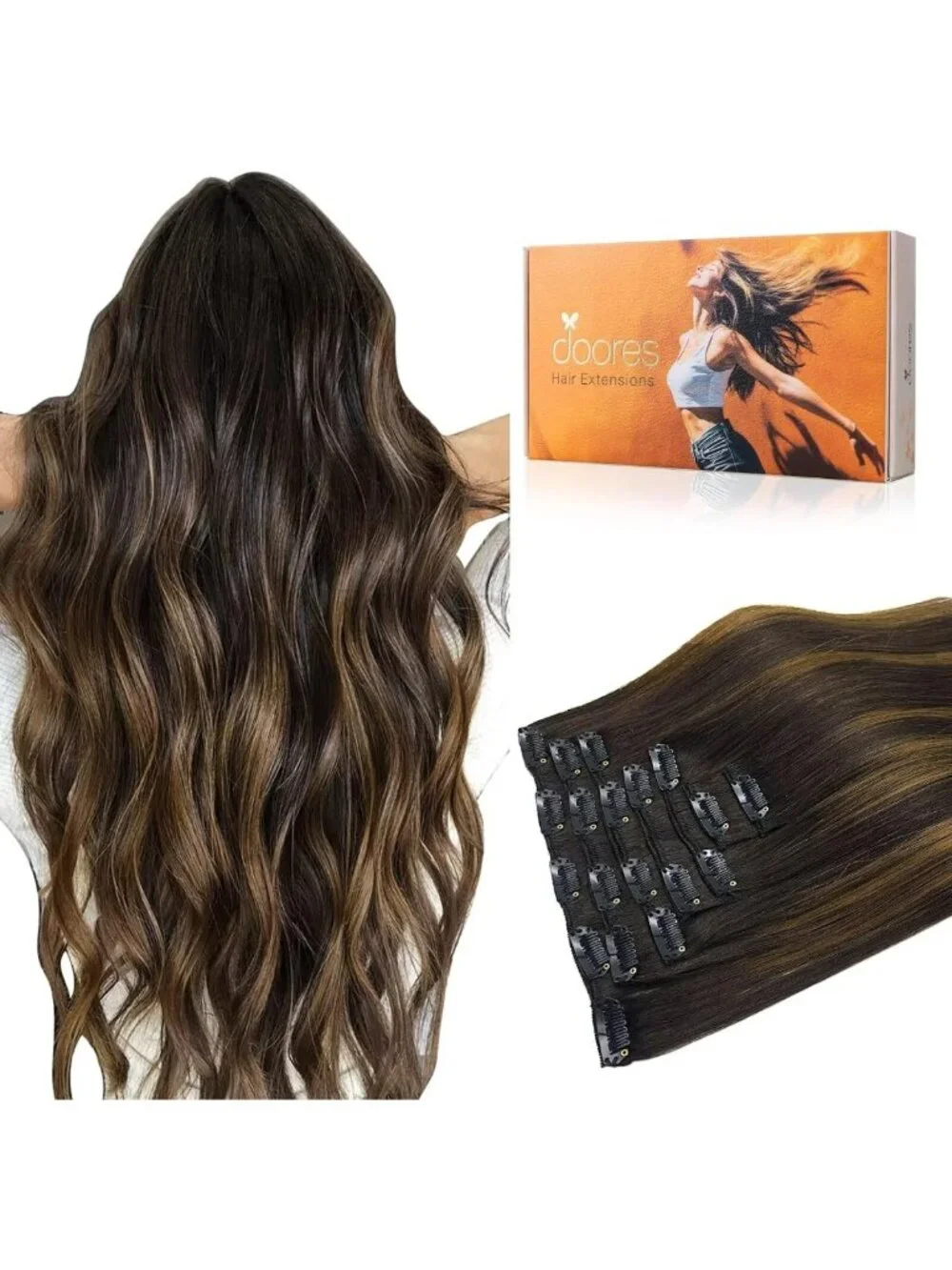 Clip-In Human Hair Extensions for Quick 5-Minute Installation, Natural Look