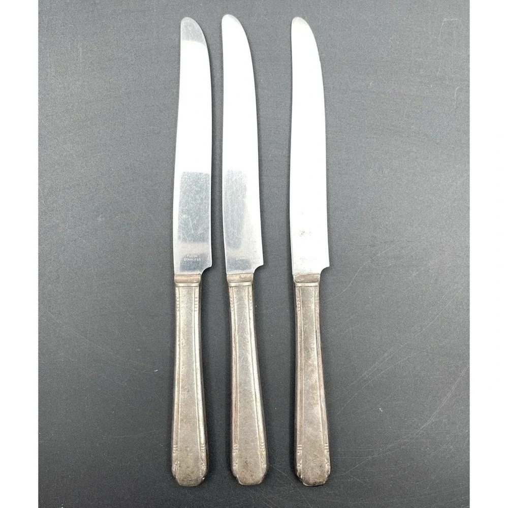 Oneida Community Elaine‎ 1926 Silverplate Hollow Handle Knives Lot of 3