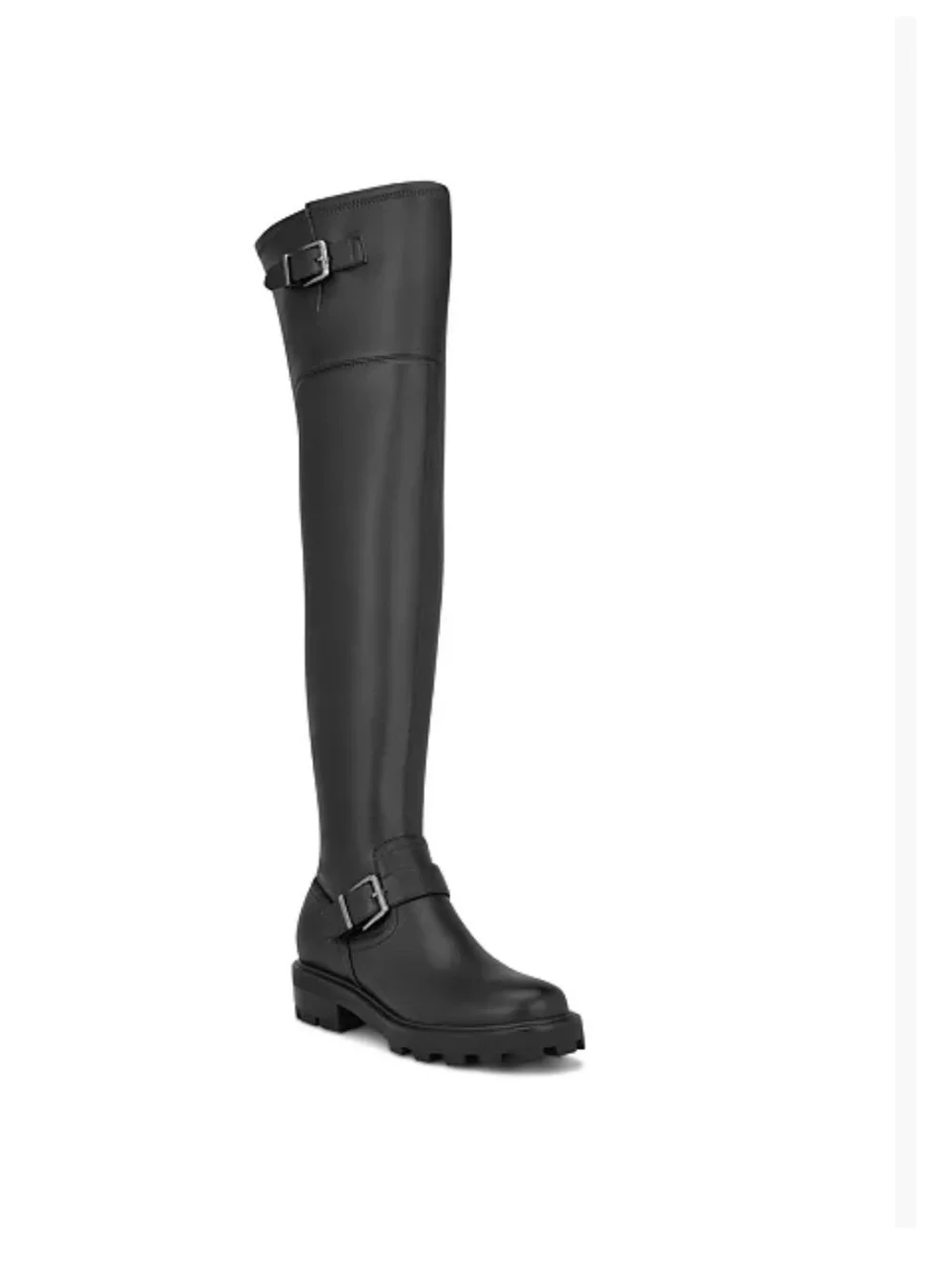 Nine West Black Over-The-Knee Buckle Leather Boots for Men