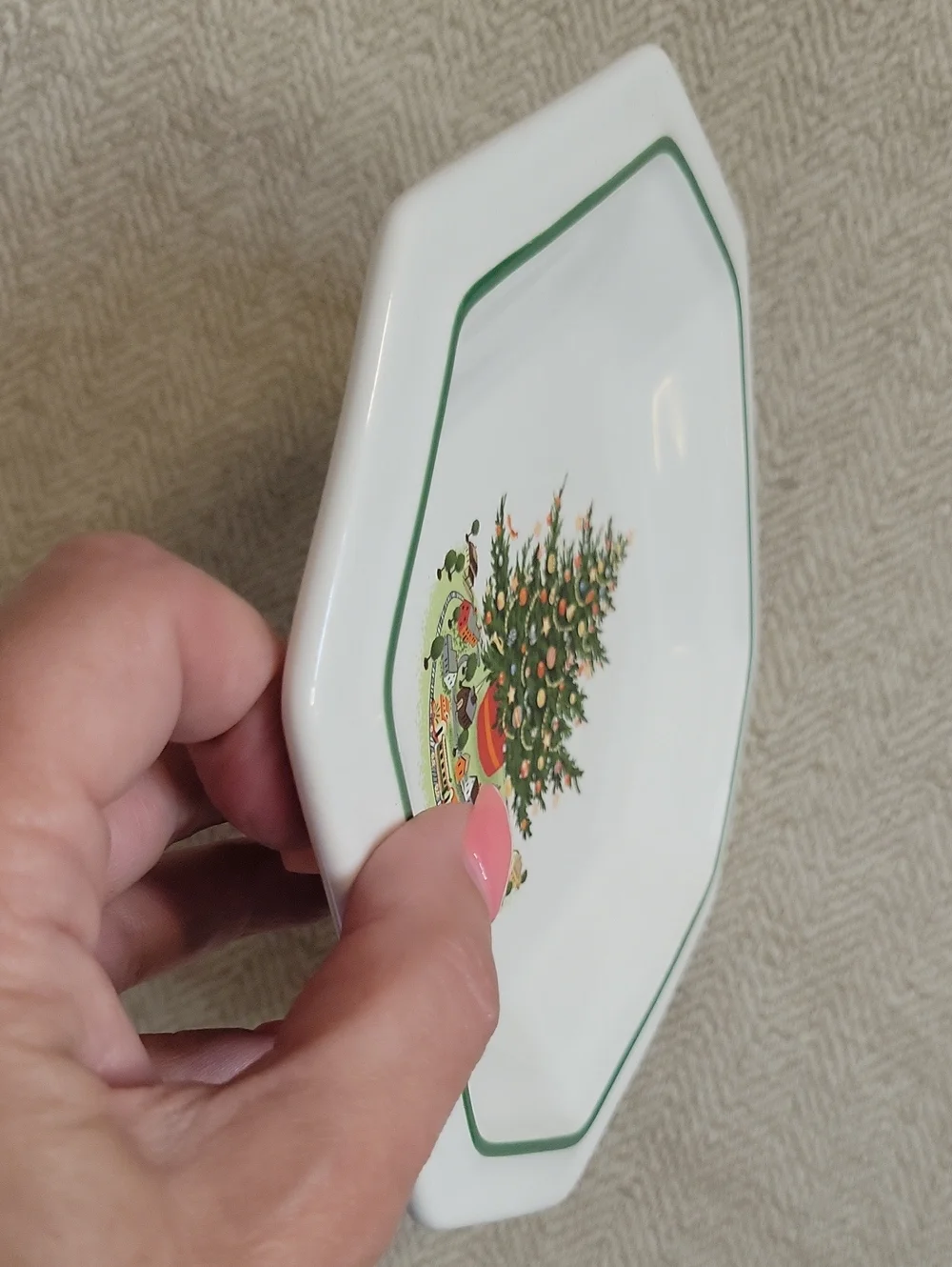 VTG Pfaltzgraff Christmas Heritage Octagonal Mint Tray Candy Dish Made in USA