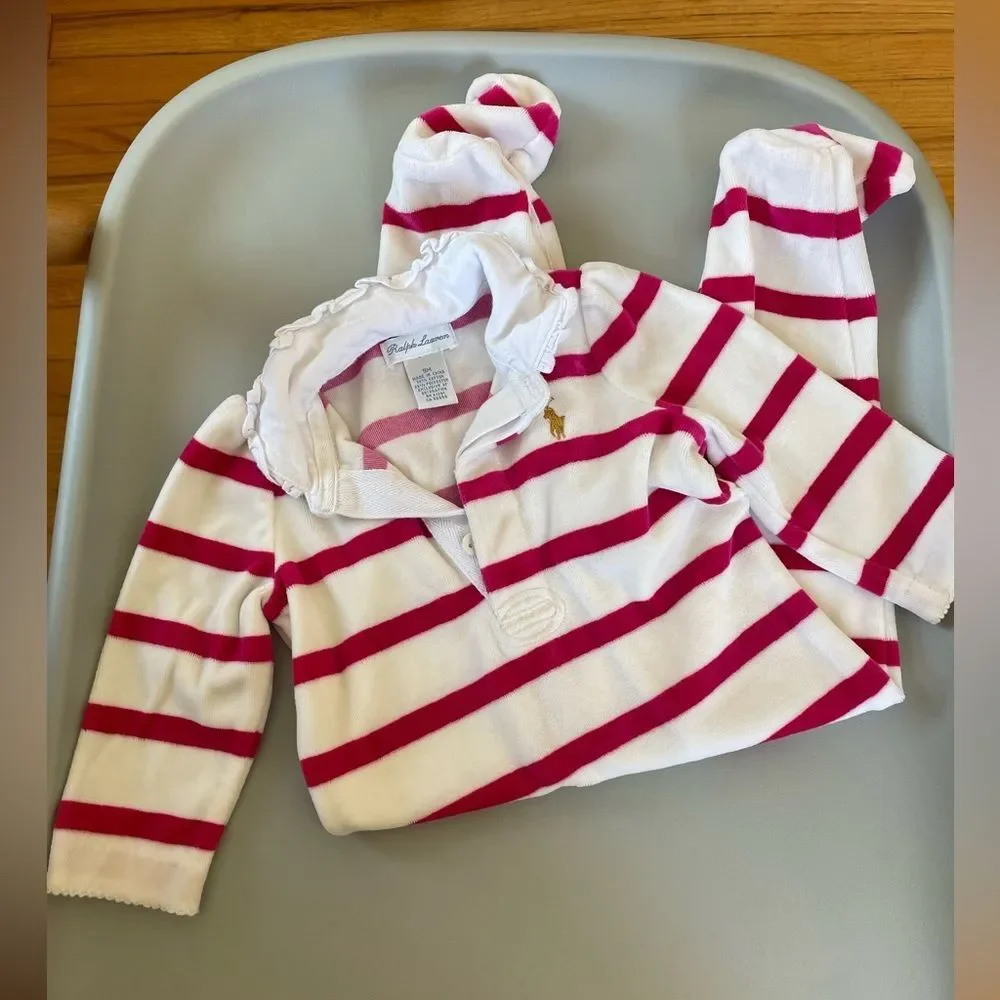 Ralph Lauren Velour Baby Footie size 9m