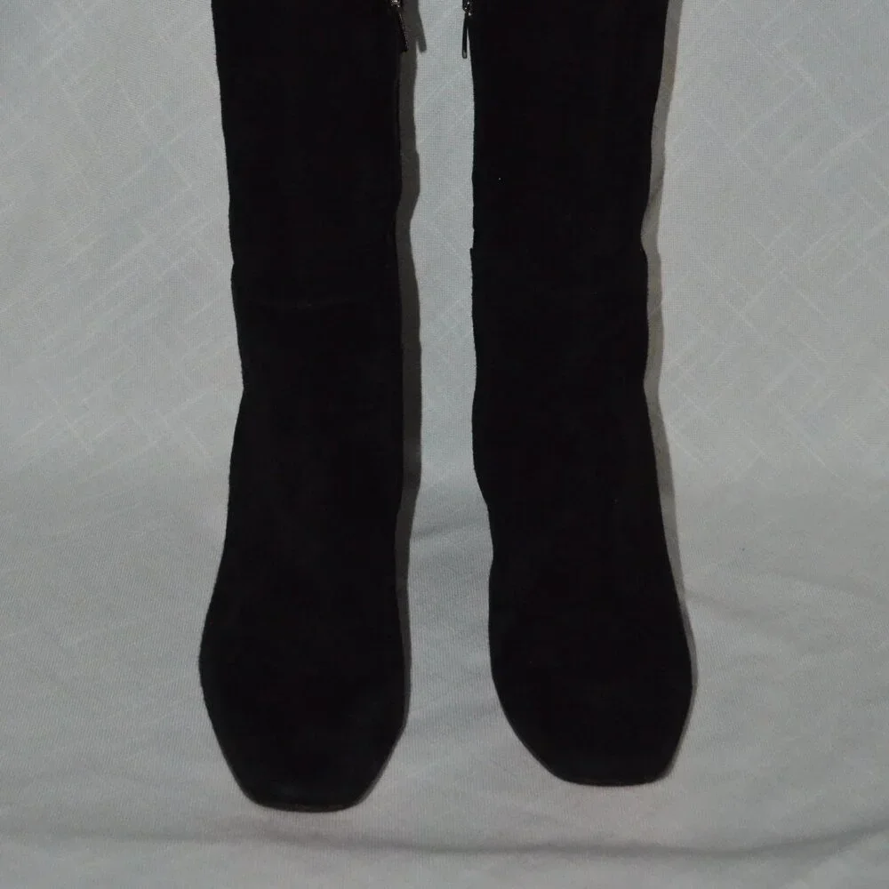 $2095 Sz 37.5 7 Gianvito Rossi Black Suede Over the Knee Boots