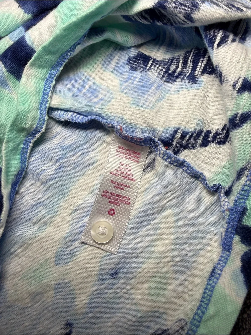 Justice Blue and Aqua Tie-Dye Long Sleeve Henley Top