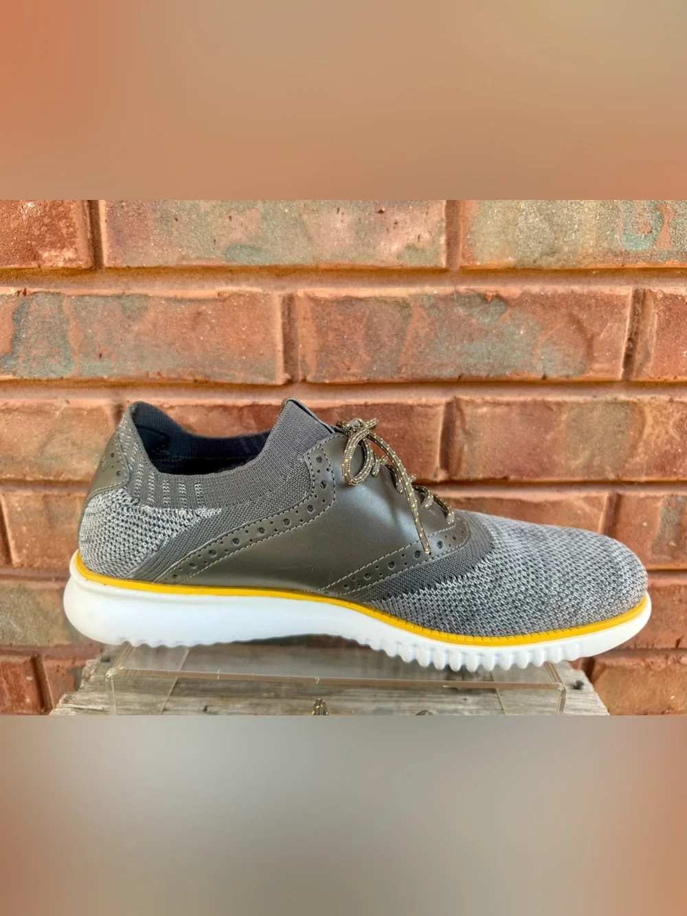 Cole Haan 2.Zerogrand Gray Saddle Knit Oxford Shoes Mens Sz 10 M C25308 Yellow