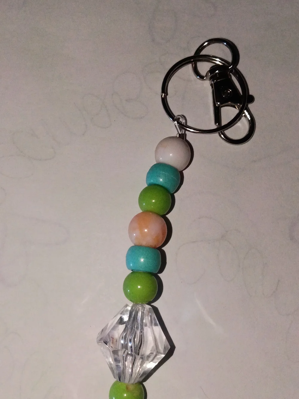 Beaded Keychain Charm in Green and Turquoise - Brand Unbranded