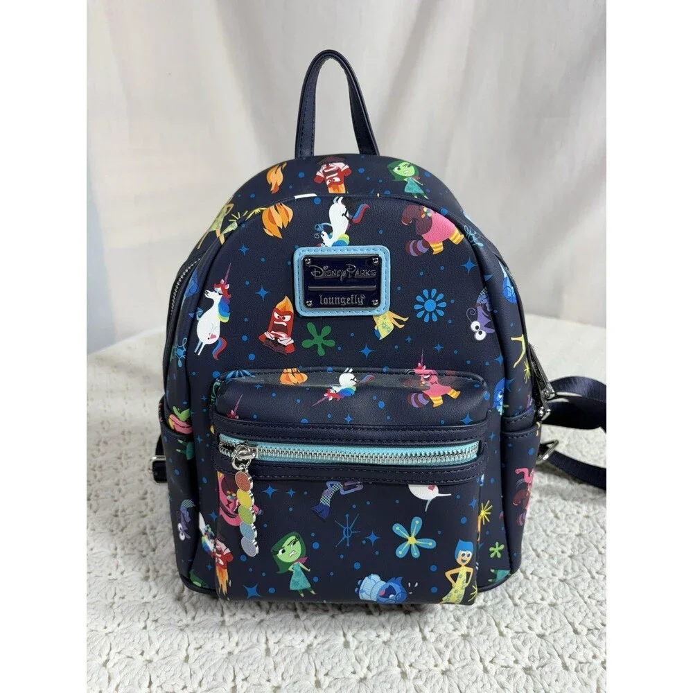 Disney Parks Exclusive Loungefly Inside Out Black w/Blue Mini Backpack EUC