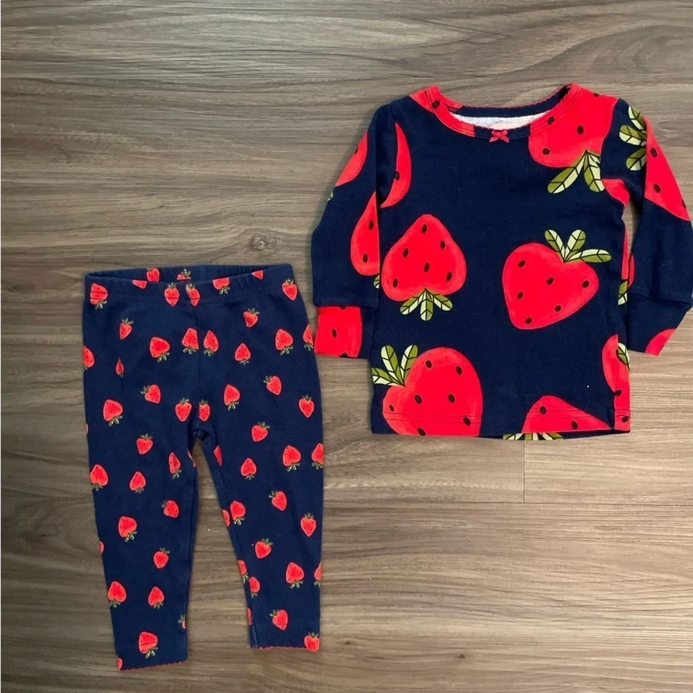 Carter's Red and Blue Strawberry Pajama Set size 6M