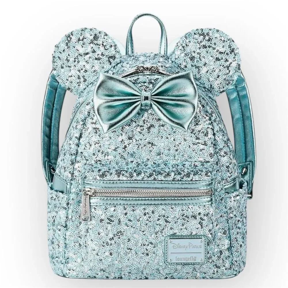 Loungefly Disney Parks Arendelle Aqua Frozen Minnie Ears Backpack Rare Retired