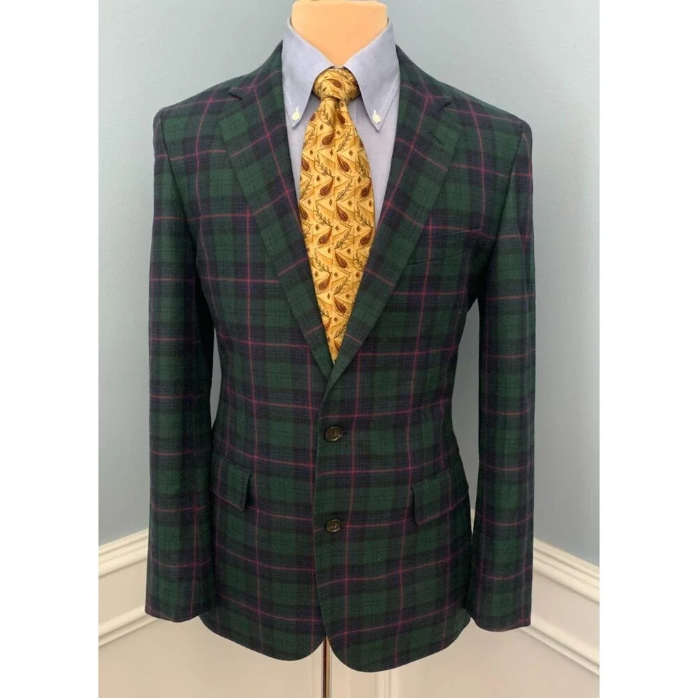 J Crew Blazer Mens 38R Tartan Plaid Moon Ludlow Slim-Fit Preppy Jacket Sportcoat