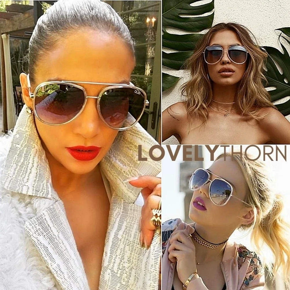 024 Quay Australia Aviator Sunglasses in Gold with Brown Gradient Lenses