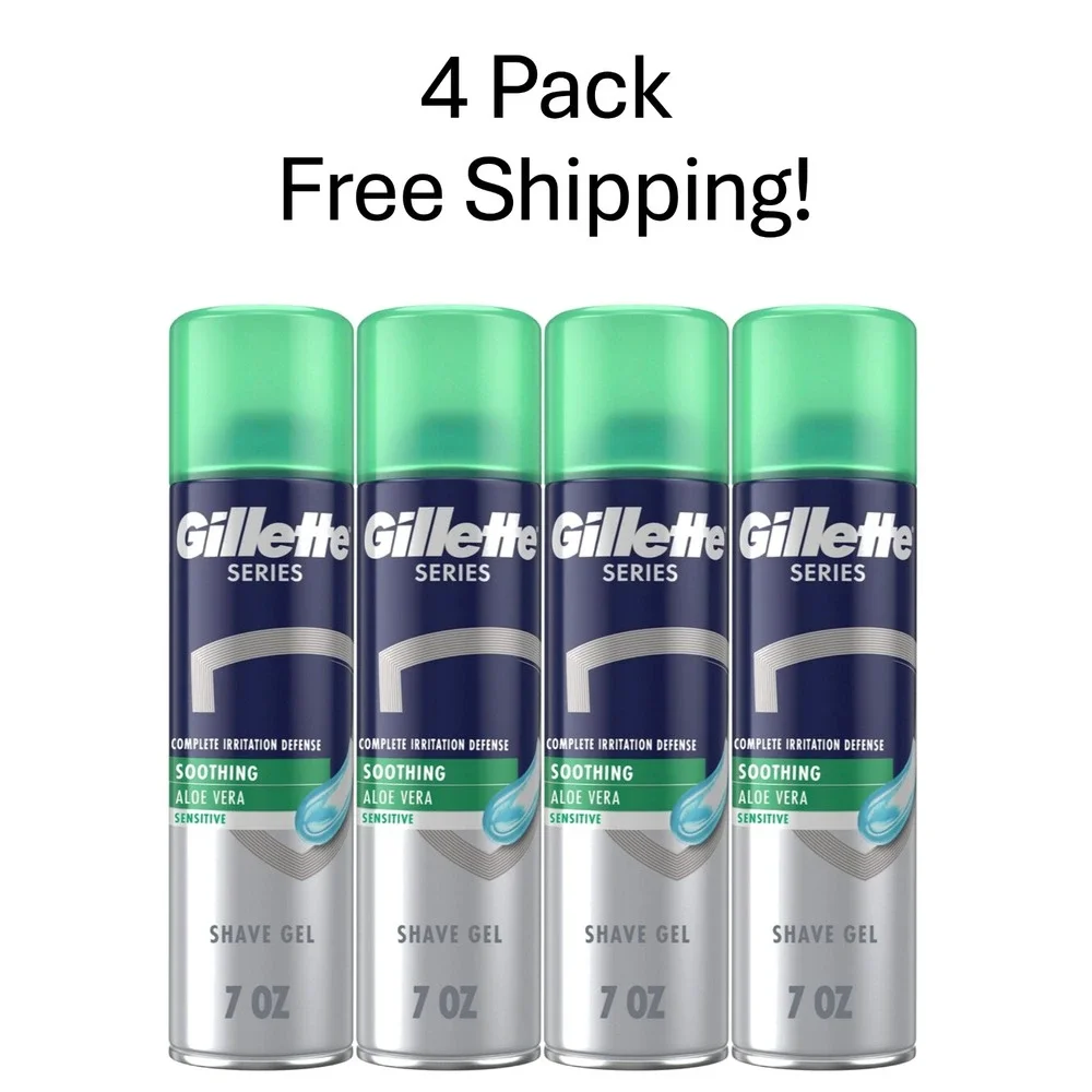 4 Pack Gillette Series Sensitive Shave Gel Aloe Vera 7oz Men Face Shaving Gel