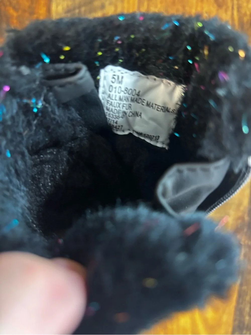 totes Black infant girls weatherproof snow boots zipper Faux Fur size 5M