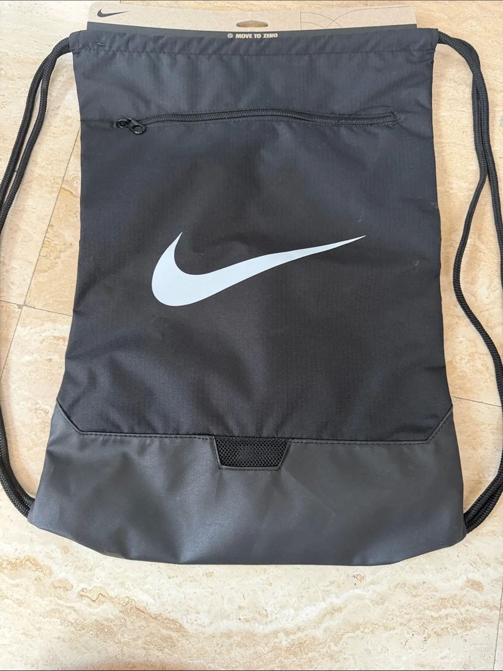 Nike Chinch Black Drawstring Gym Sack with White Swoosh