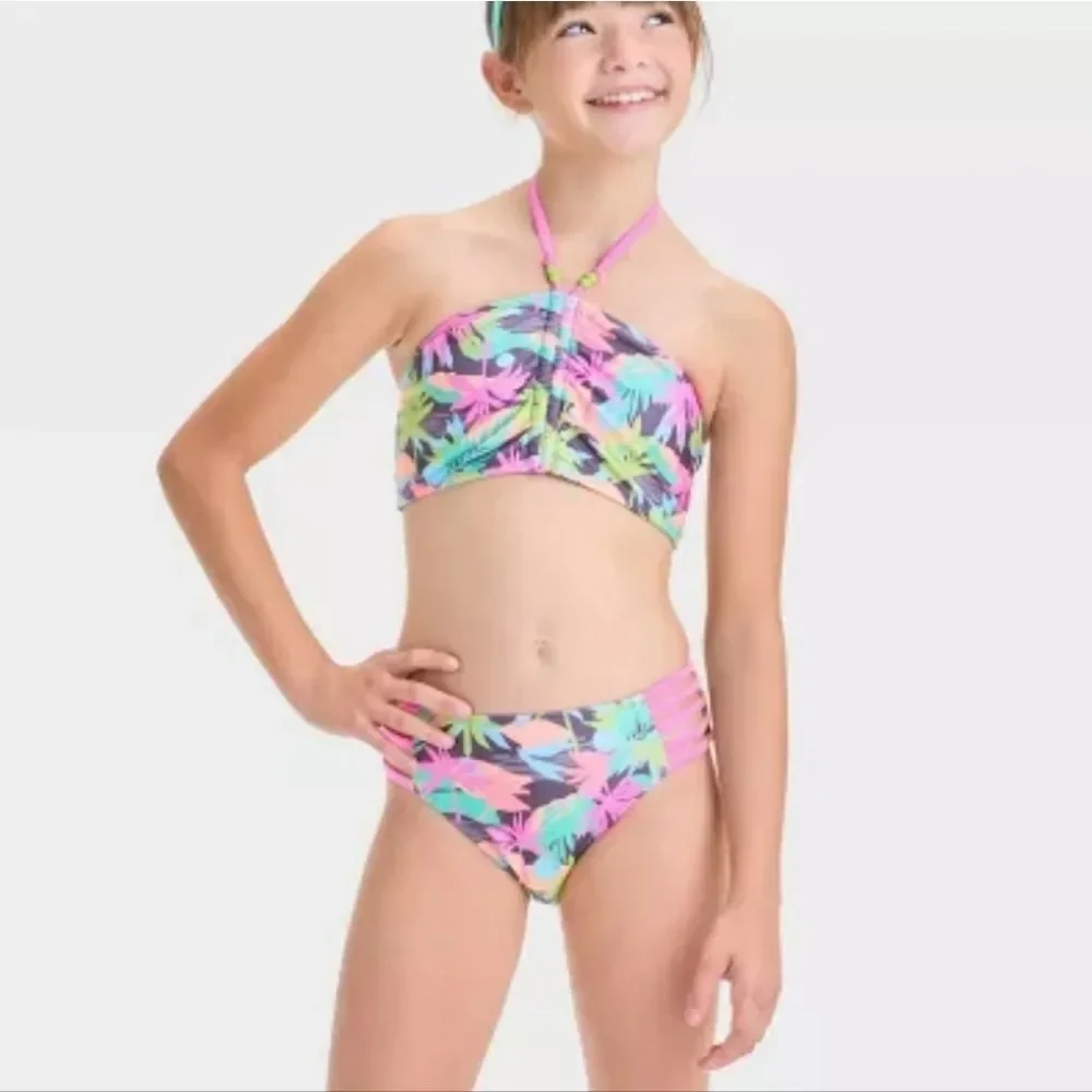 🆕️👙A Trip to Paradise Floral Printed Bikini Set By art class - Sz S (6/7)