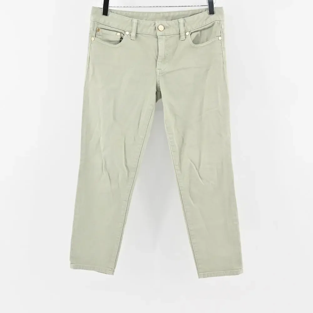 Tory‎ Burch Jeans Womens Size 28 Alexa Cropped Skinny Leg Green Mid Rise Denim