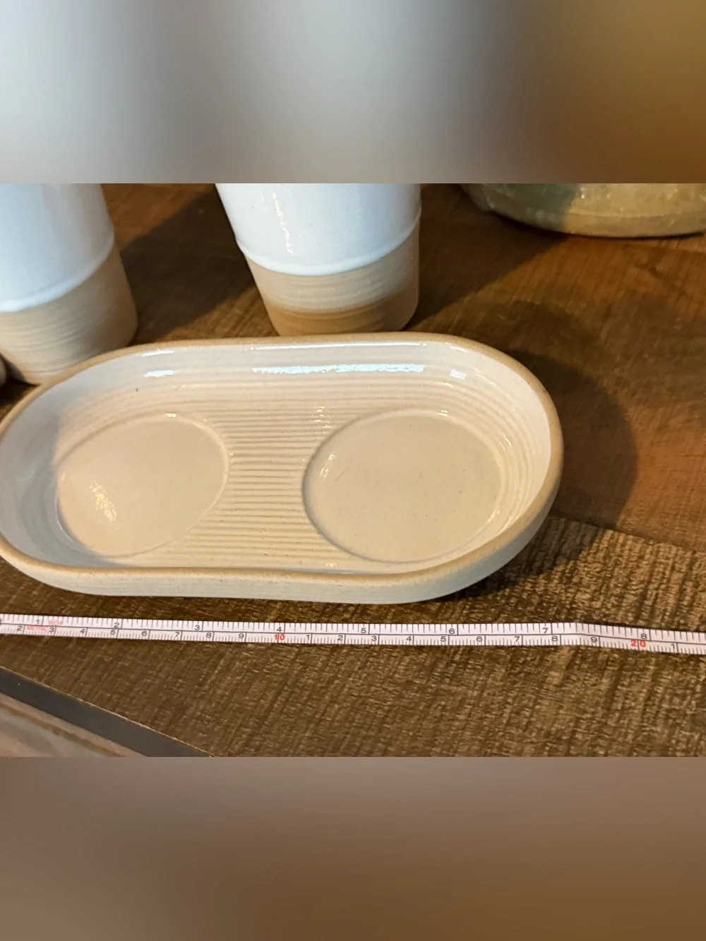 New Quinn Pottery Barn Handcrafted Oil and Vinegar Cruet Service Set, White