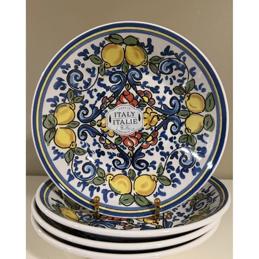 Set of 4 Ceramiche Italia Italian Lemon Pasta Bowls – 9