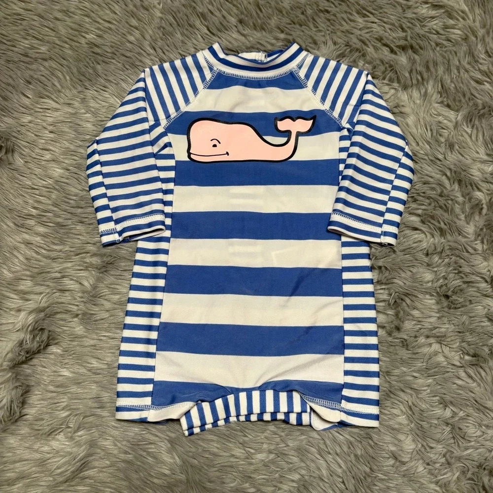 Vineyard Vines One-Piece Swim‎ Suit Baby 3-6 Months Blue White Stripes