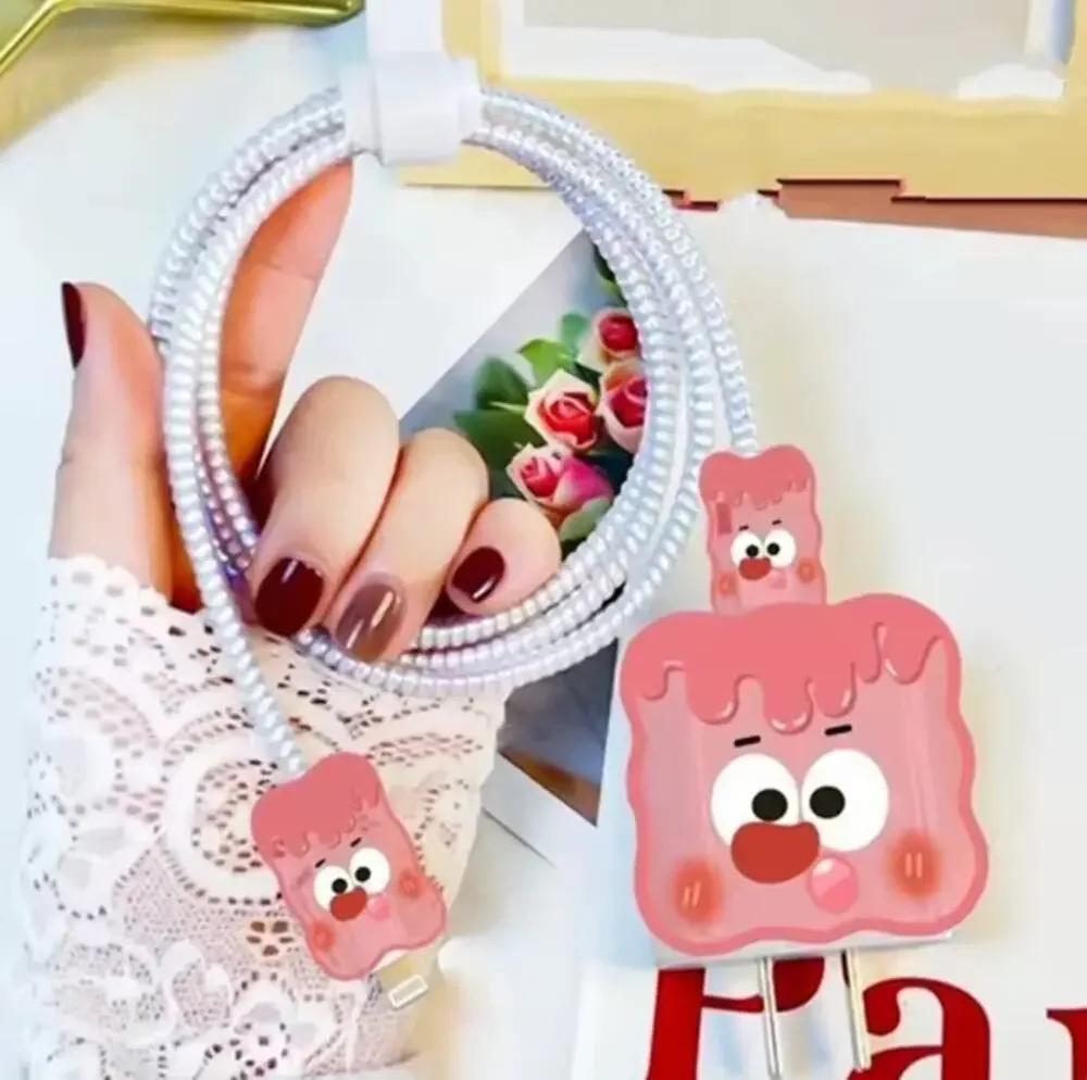 Cute Pink Face iPhone Charger Cover Cable Protectors P84