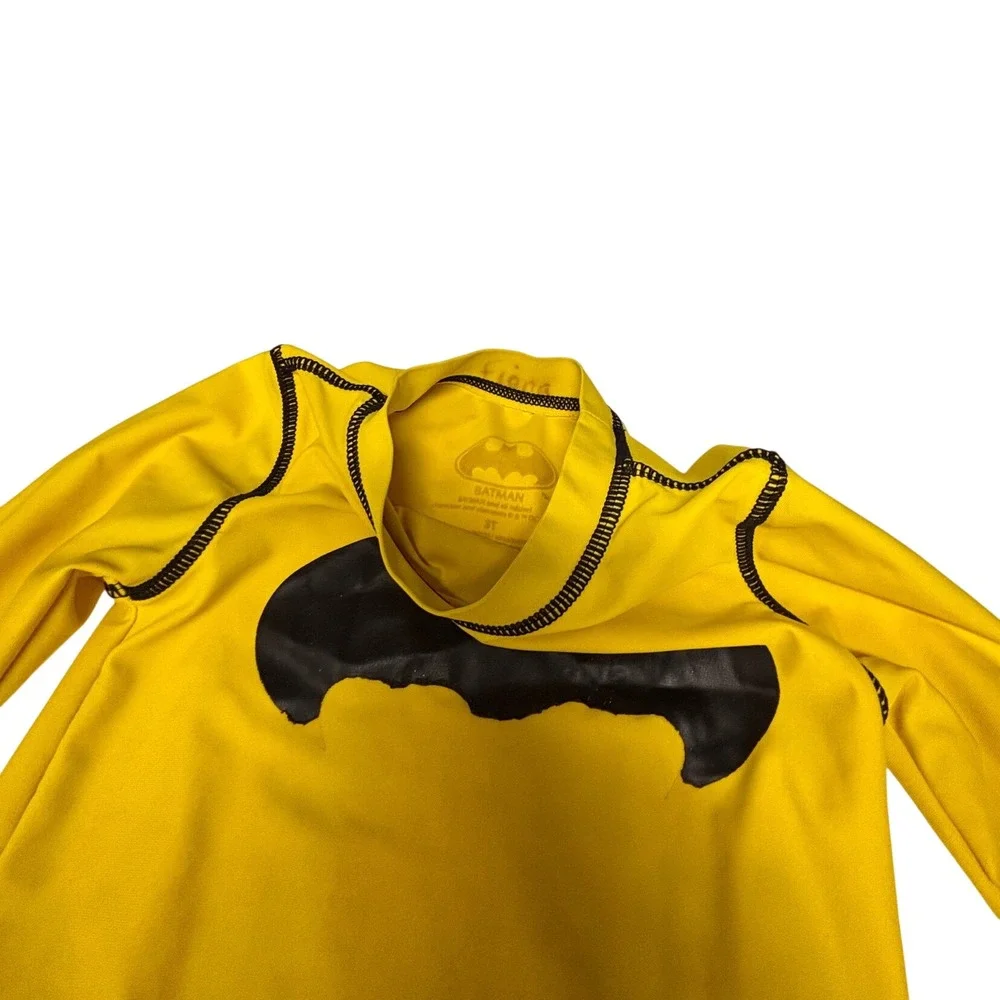 Batman Boys Yellow Long Sleeve Rash Guard Swim Shirt Size 3T DC Comics Logo