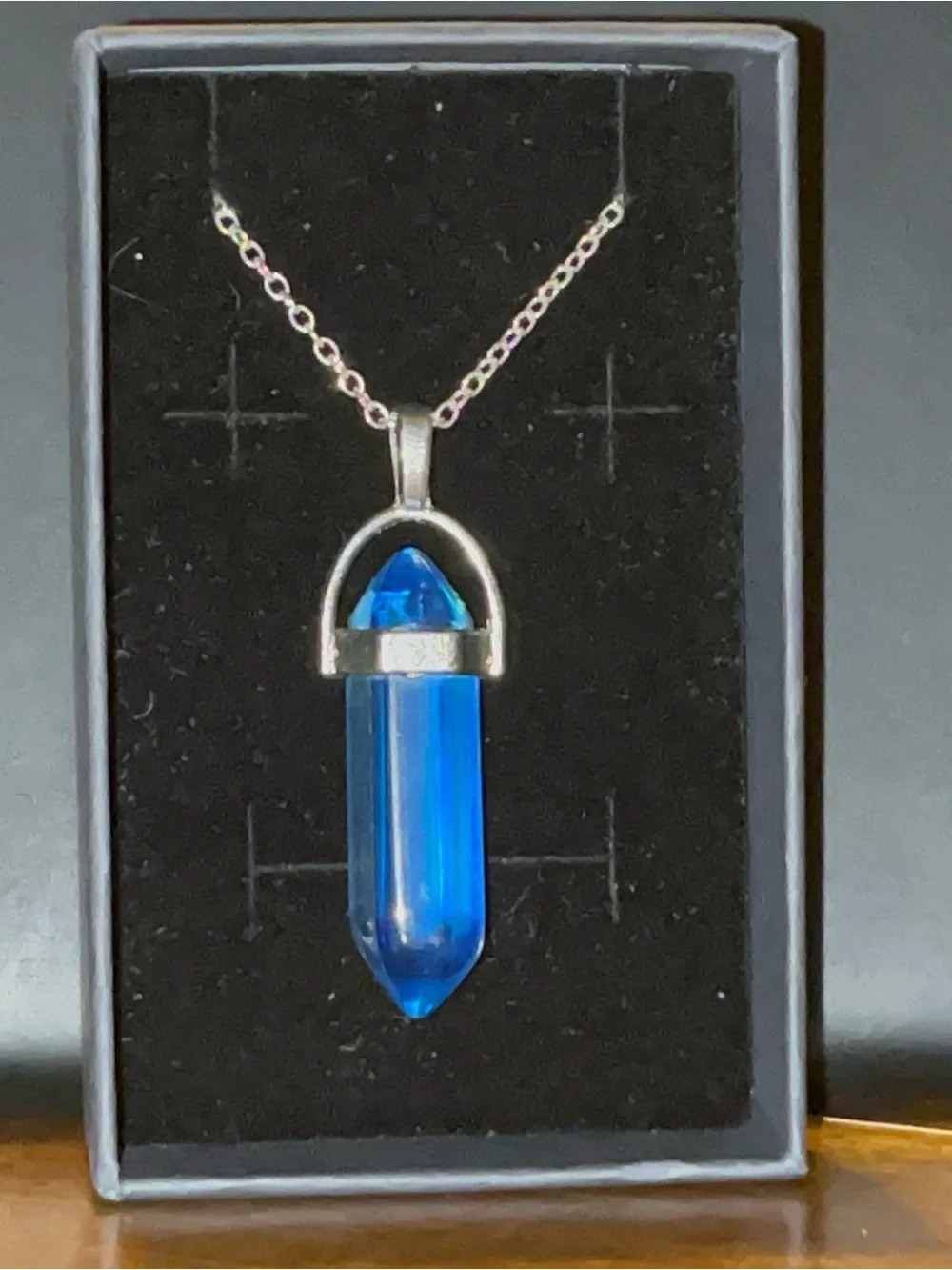 Blue Crystal Point Pendant Necklace - Women's Jewelry