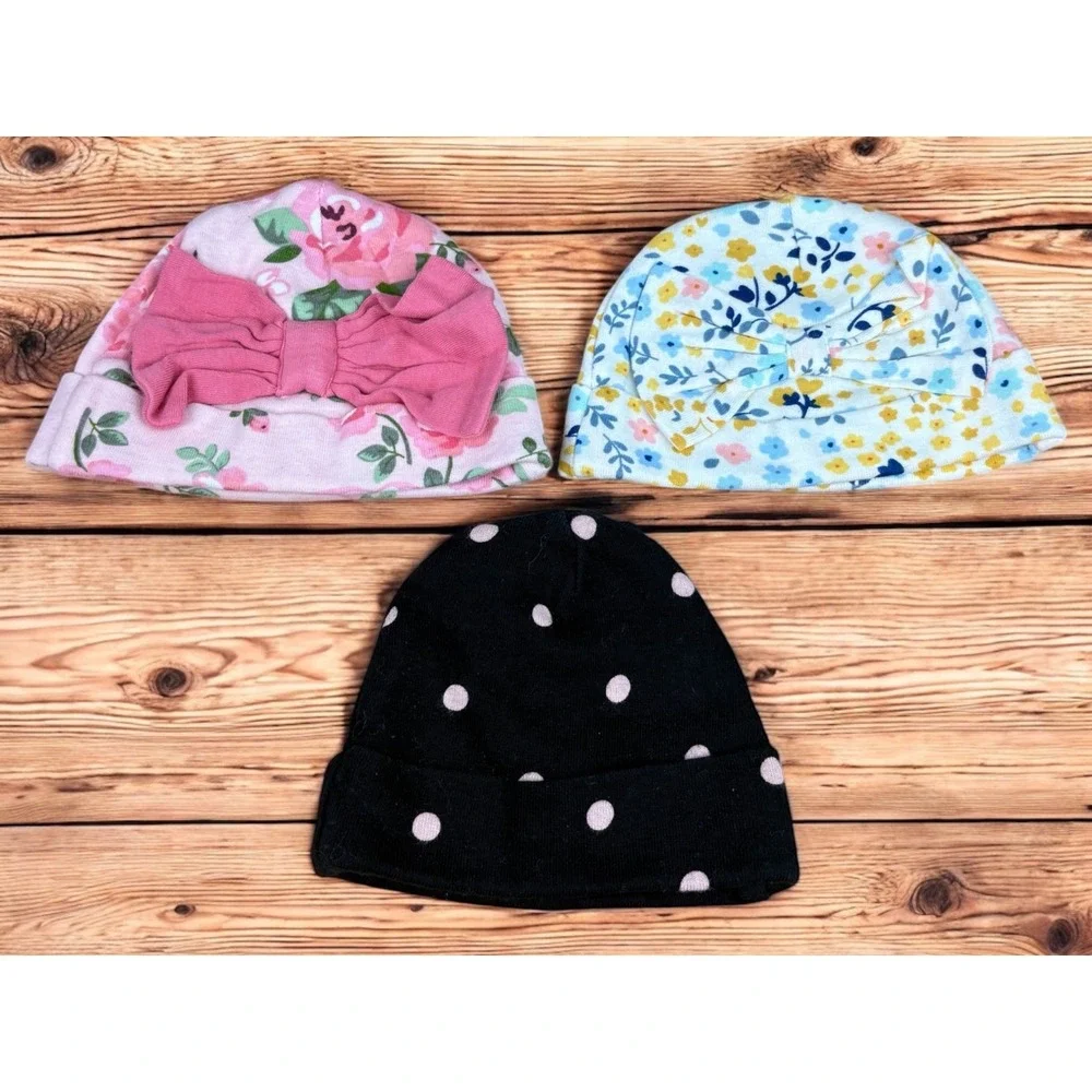 Gerber Baby Girls Daisy‎ Caps Lot of 3
