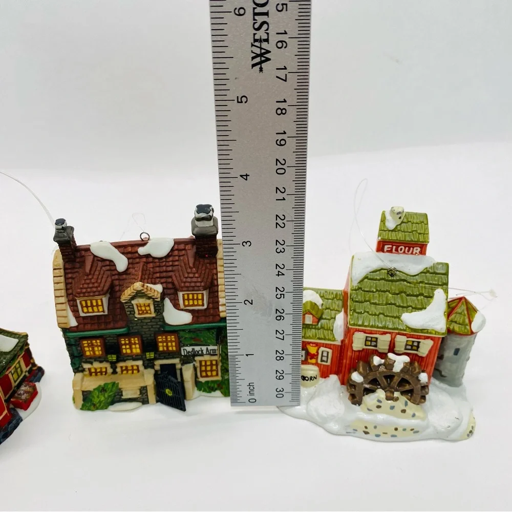 Department 56 Christmas Village Lot of 3 Ornament Dedlock Arms Santa Tower Barn
