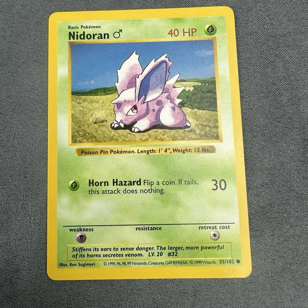 Pokemon Nidoran Male 55/102 Base Set Shadowless 1999 WOTC Vintage Card