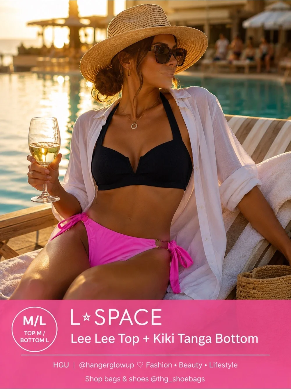 L*SPACE Black & Pink Bikini Set NWT | Lee Lee Top & Kiki Tanga Bottom