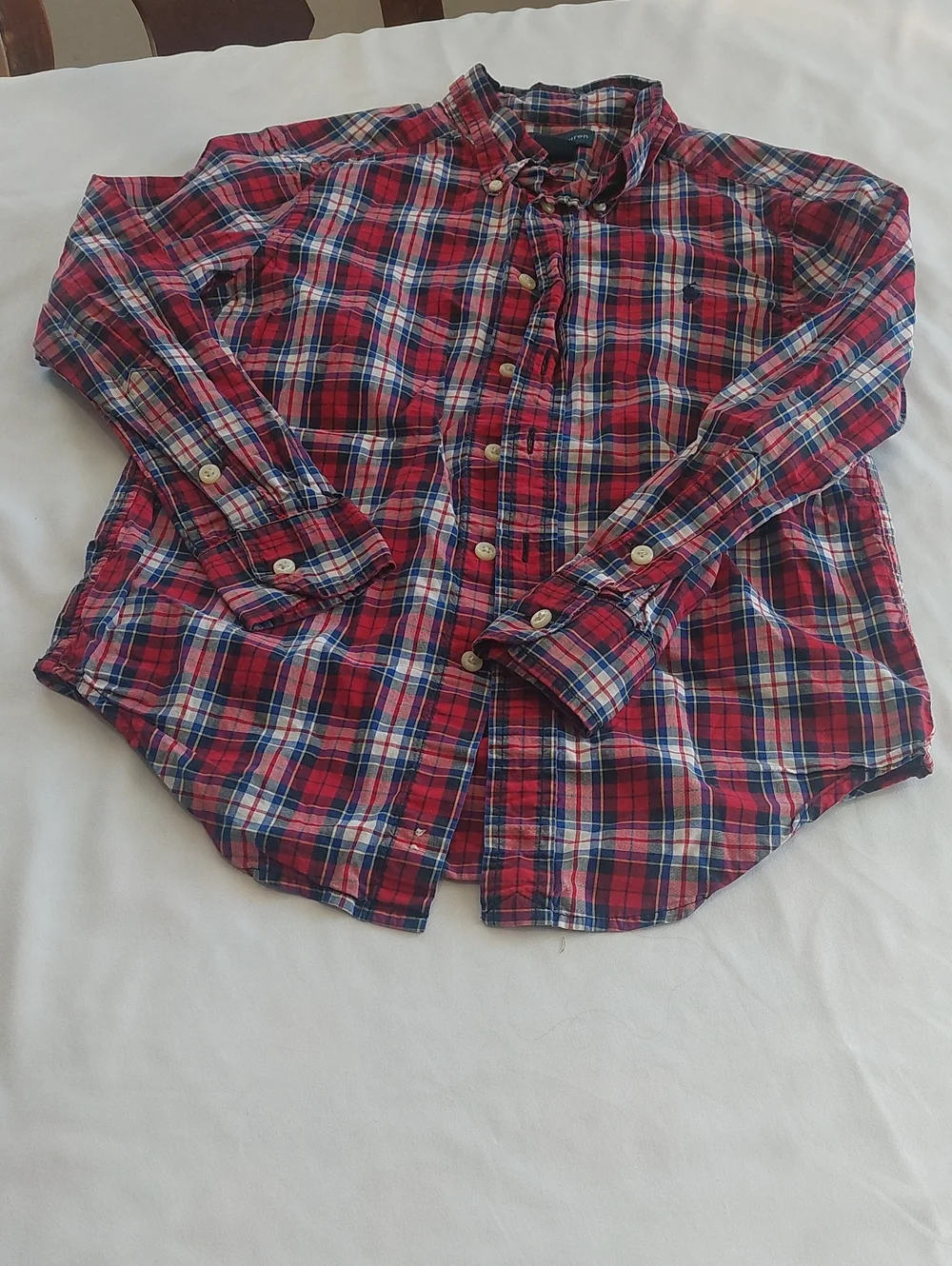 Ralph Lauren Boys  Red Plaid Button-Down Shirt.size 8