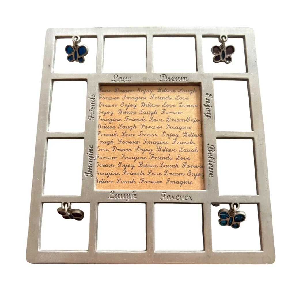 Inspirational Butterfly Pewter Tone Metal Picture Frame Friends Love Dream 6x5.5