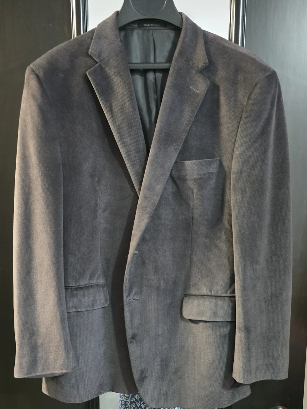 Chaps Men's 44 R Gray Velvet Sportcoat Single Breast