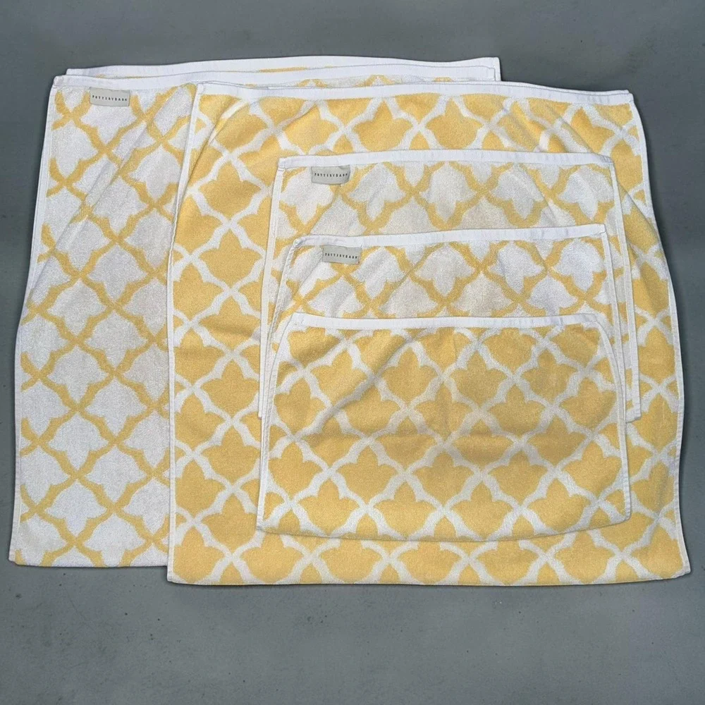 POTTERY BARN Set Of 4 Marlo Marigold Organic Cotton Turkish Towels 2 Bath 2 Hand