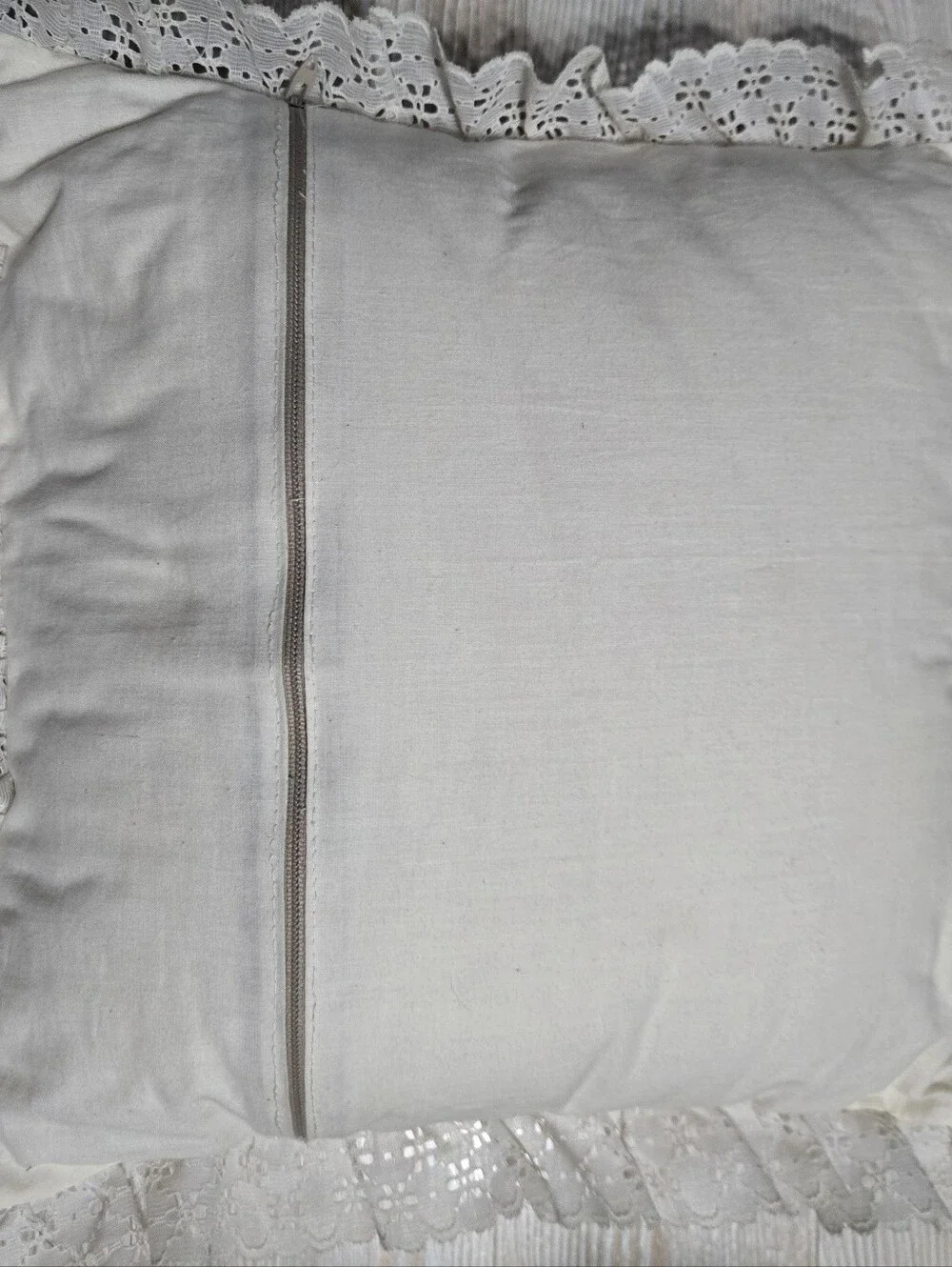 Vintage Cream Floral Embroidered Throw Pillow