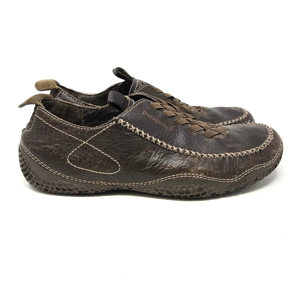 Patagonia Rimu Skywalk Leather Walking Shoes Gorpcore Men 9 Alpaca Brown Slip On