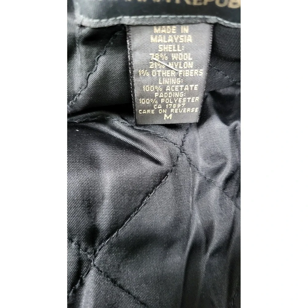 Banana Republic Men Jacket M Black Fibers Other Wool Button Quilt Lined
