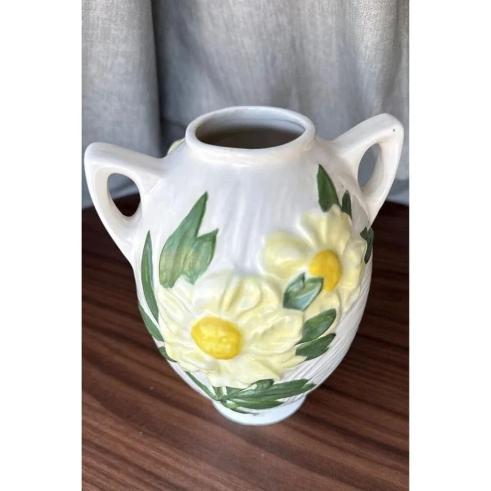VTG 90s Pottery Vase Handmade Signed Cottage Grandma Floral Urn