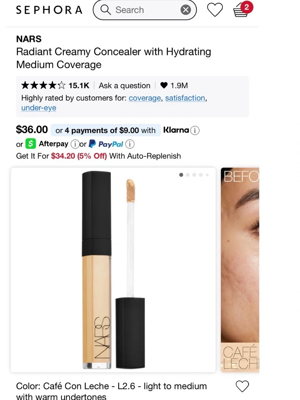NARS creamy concealer