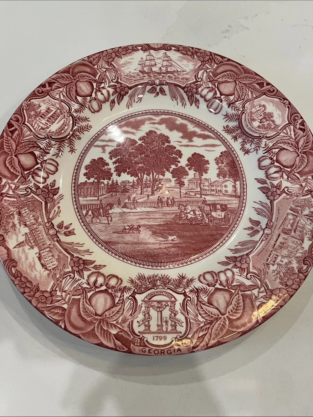 Wedgwood University of Georgia Transferware Plate in Burgundy
