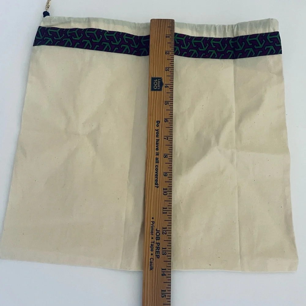 Tory Burch 2 cotton purple and green shoe or purse bags with gold emblem NWOT