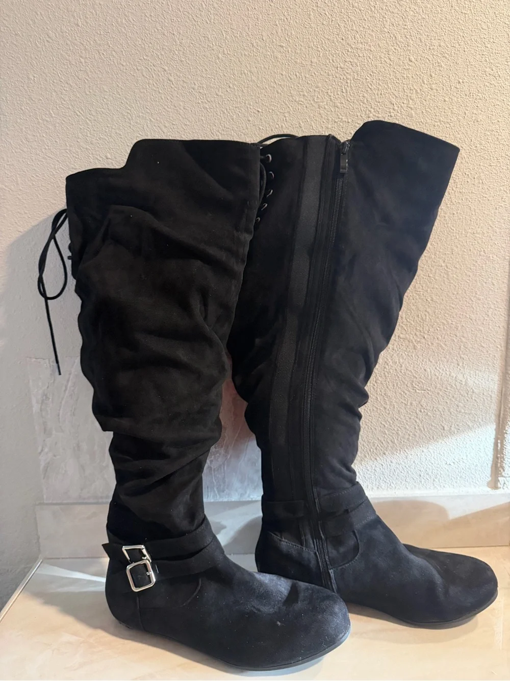 torrid Black Over-the-Knee Slouch Boots with Buckle