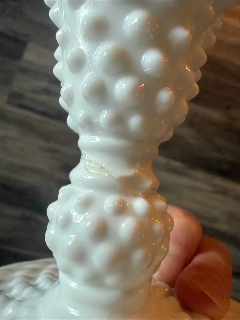 Vintage Hobnail Milk Glass Candle Stick Holders and bud vase White Read Descript