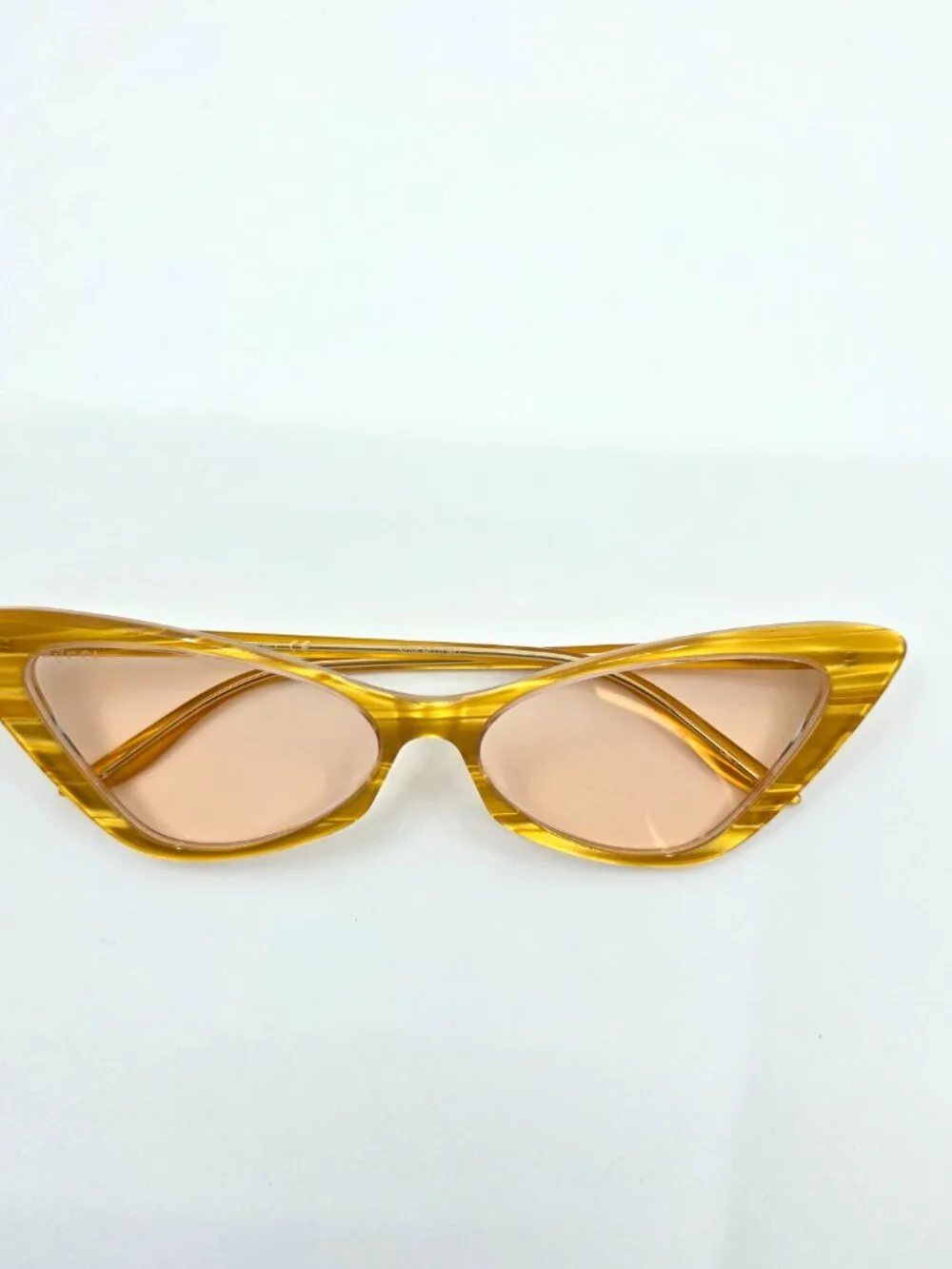Gucci Yellow Cat Eye Sunglasses Pink Lenses Size 61MM×16MM×145MM MSRP $595