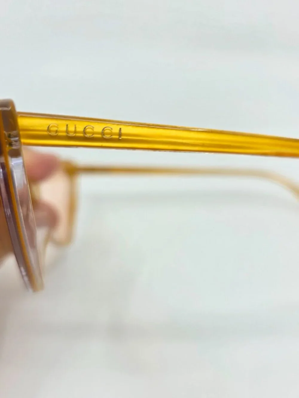 Gucci Yellow Cat Eye Sunglasses Pink Lenses Size 61MM×16MM×145MM MSRP $595
