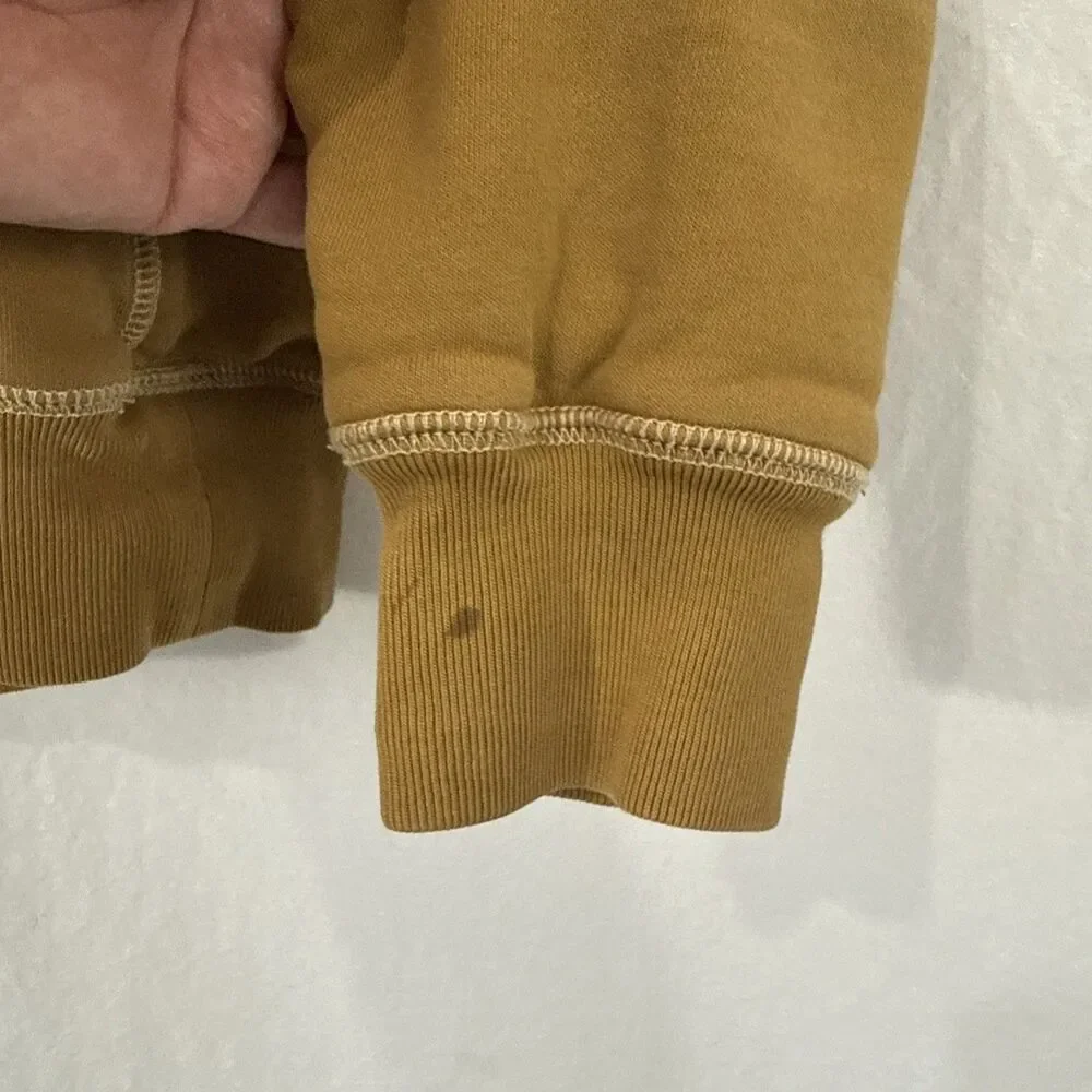 J. Crew Garment Dyed Waffle Lined French Terry Golden Yellow Hoodie Mens L *READ