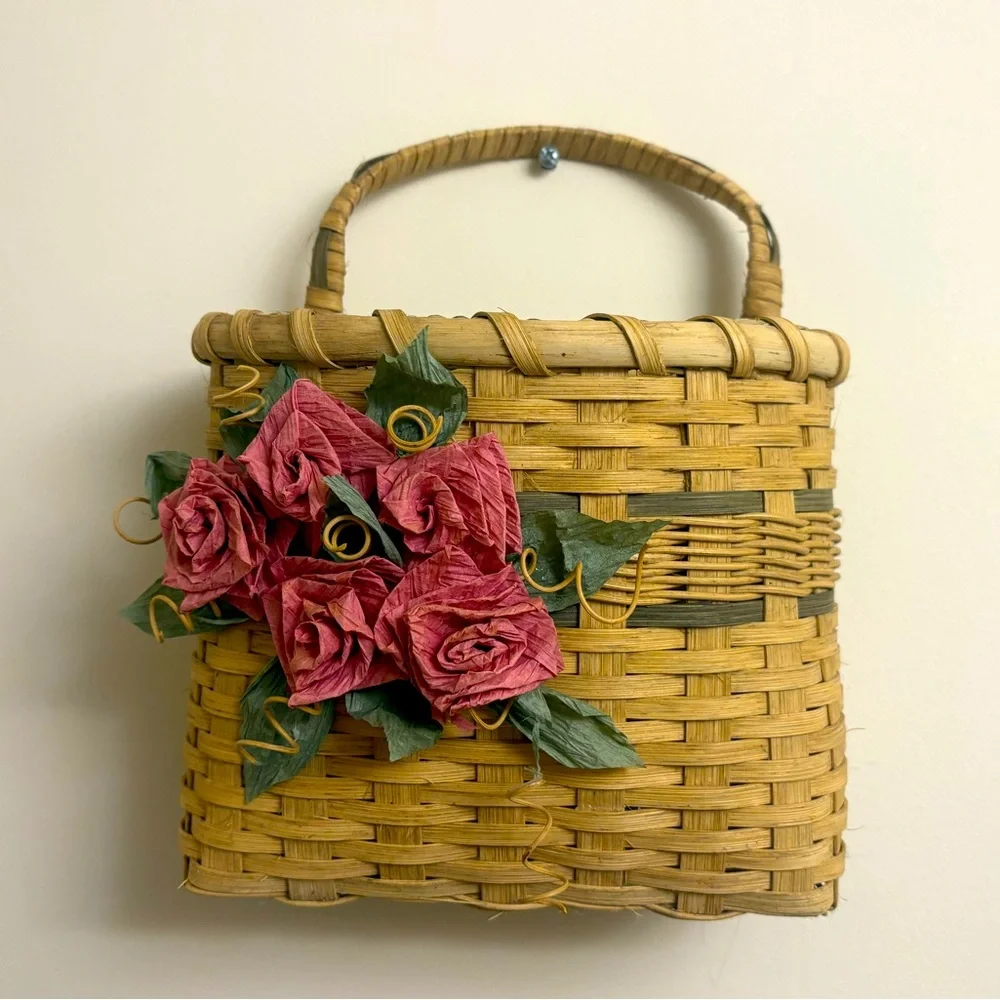 Adorable Cottagecore Wall Basket with Flowers