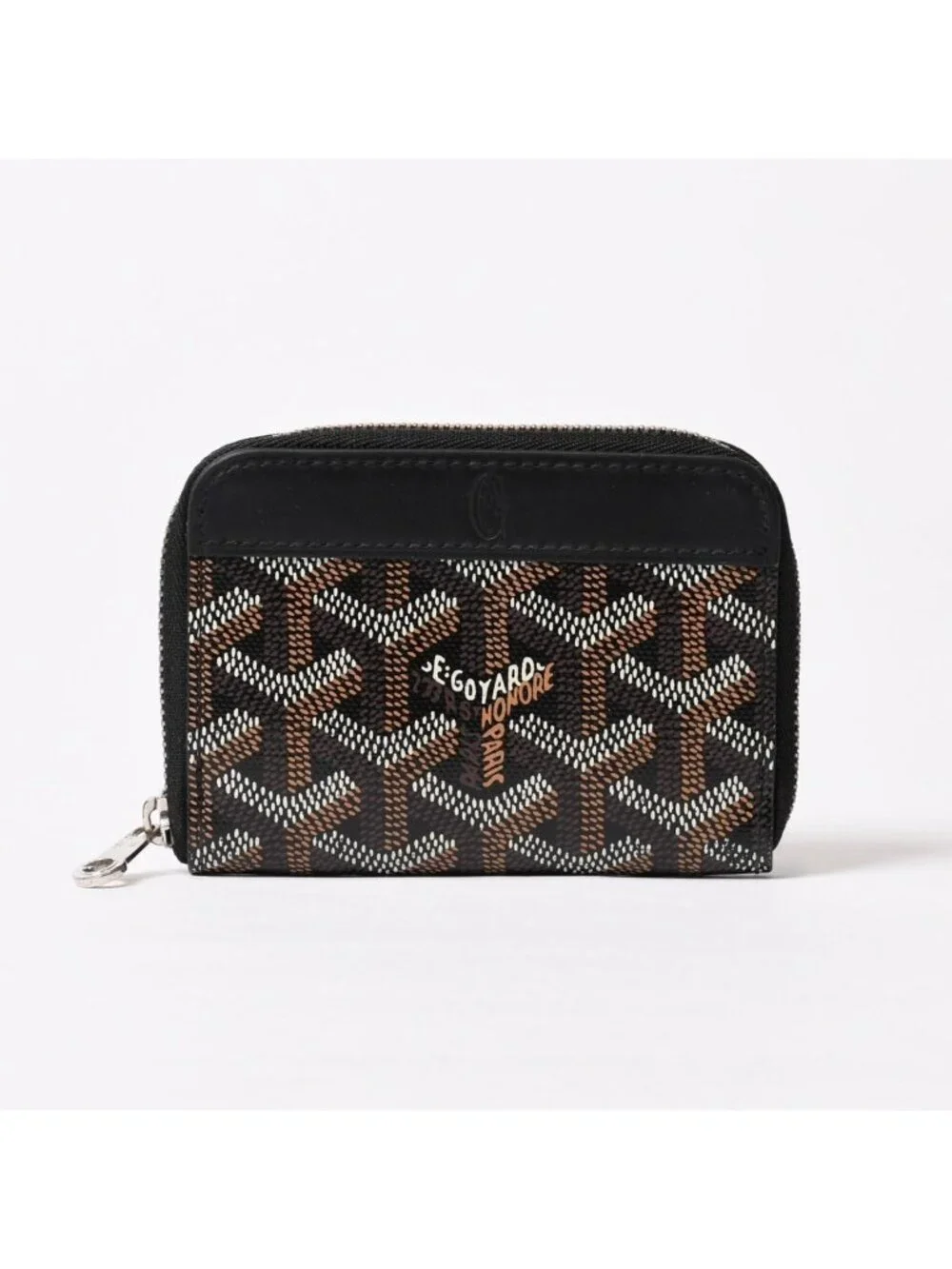 Goyard Matignon PM Card Case Coin Purse Din Canvas Leather Black Silver
